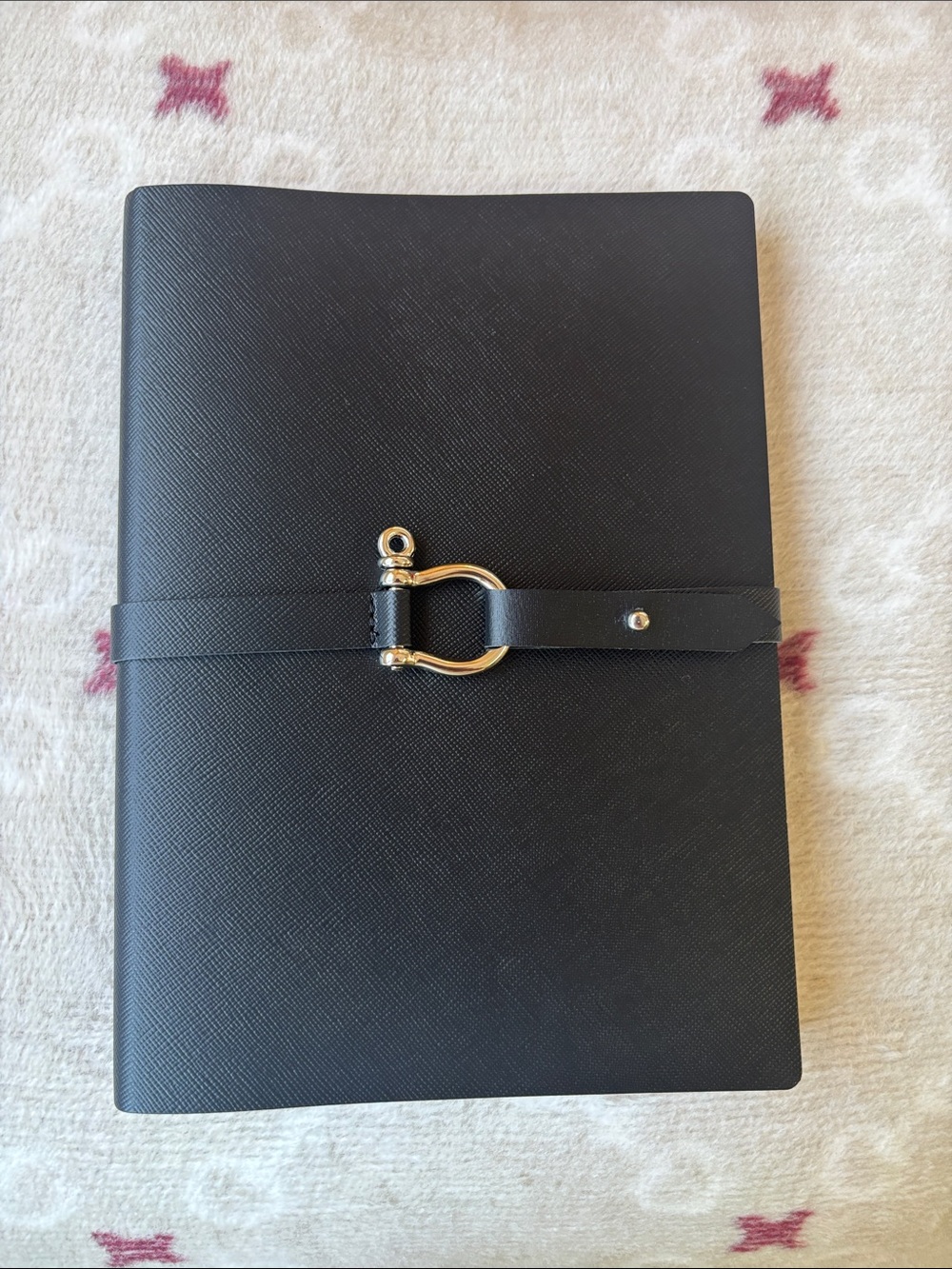 Saffiano Leather Journal with Silver Horse-bit Buckle Closure